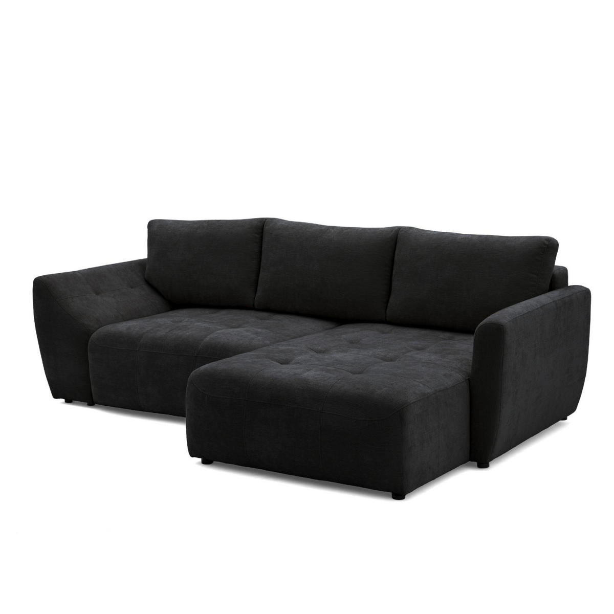 ECKSOFA NICE L Rechts mit Schlaffunktion 137x204 Chenille Anthrazit - Anthrazit/Schwarz, Holz/Textil (165/260cm) - Muffo