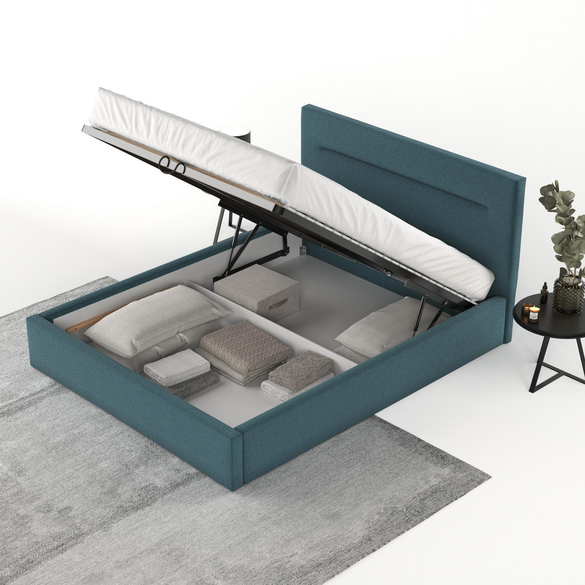 POLSTERBETT Liline 180/200 cm Türkis im Inari Stoff - Türkis/Schwarz, Holz/Holzwerkstoff (180/200cm) - AltaBeds