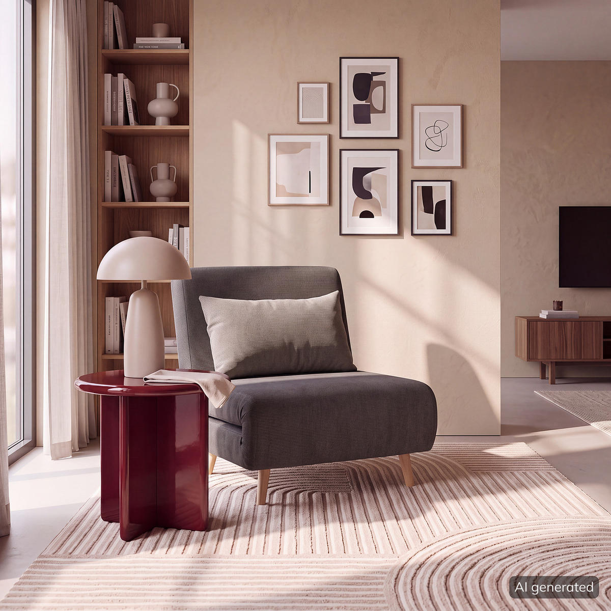 SCHLAFSESSEL - Textil / Teilmassivholz - Buchefarben/Grau, Holz/Buchenholz (77/81/90cm) - home24