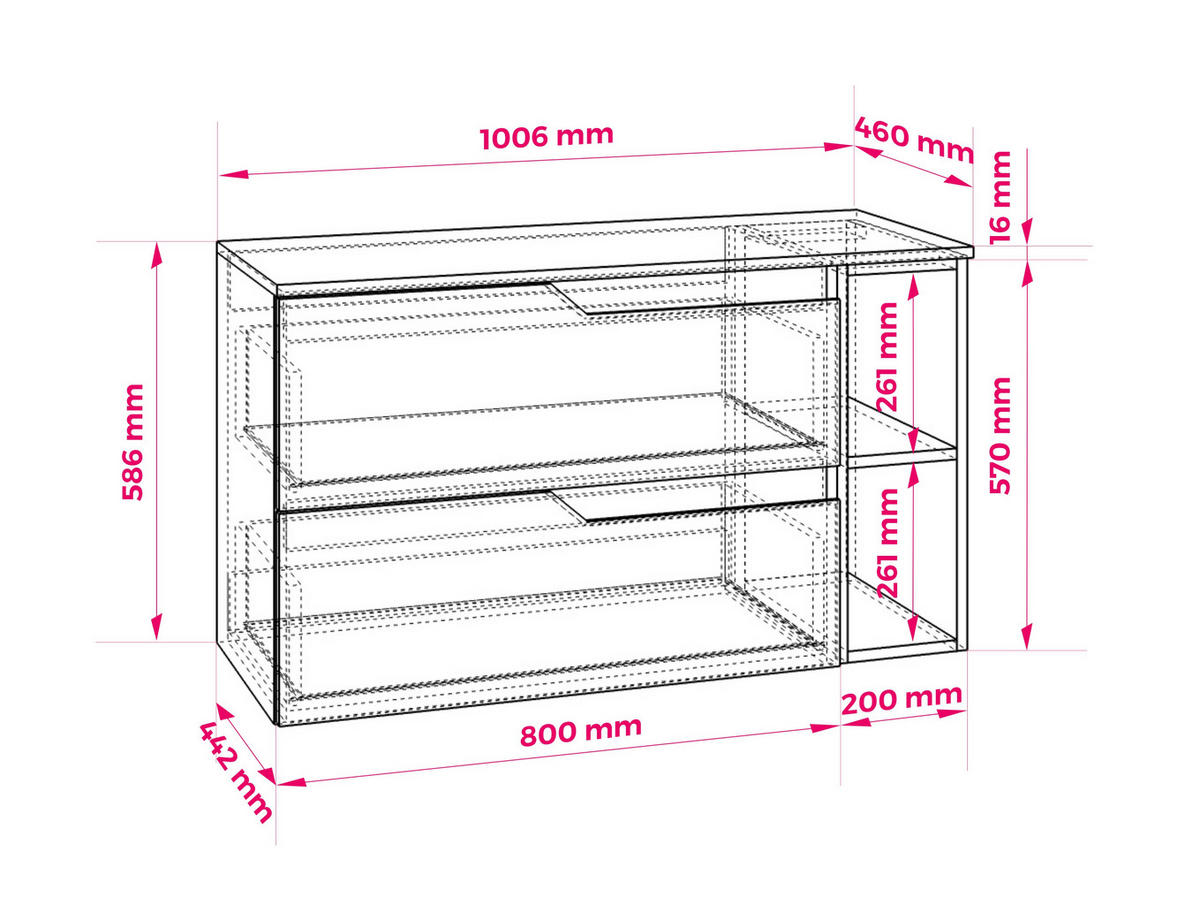 BADEZIMMERSCHRANK: Weiß / Eiche Craft, 100 (80 + 20) x 46 x 58 cm - Eichefarben/Weiß, Holzwerkstoff (100/58/46cm) - 3XE LIVING