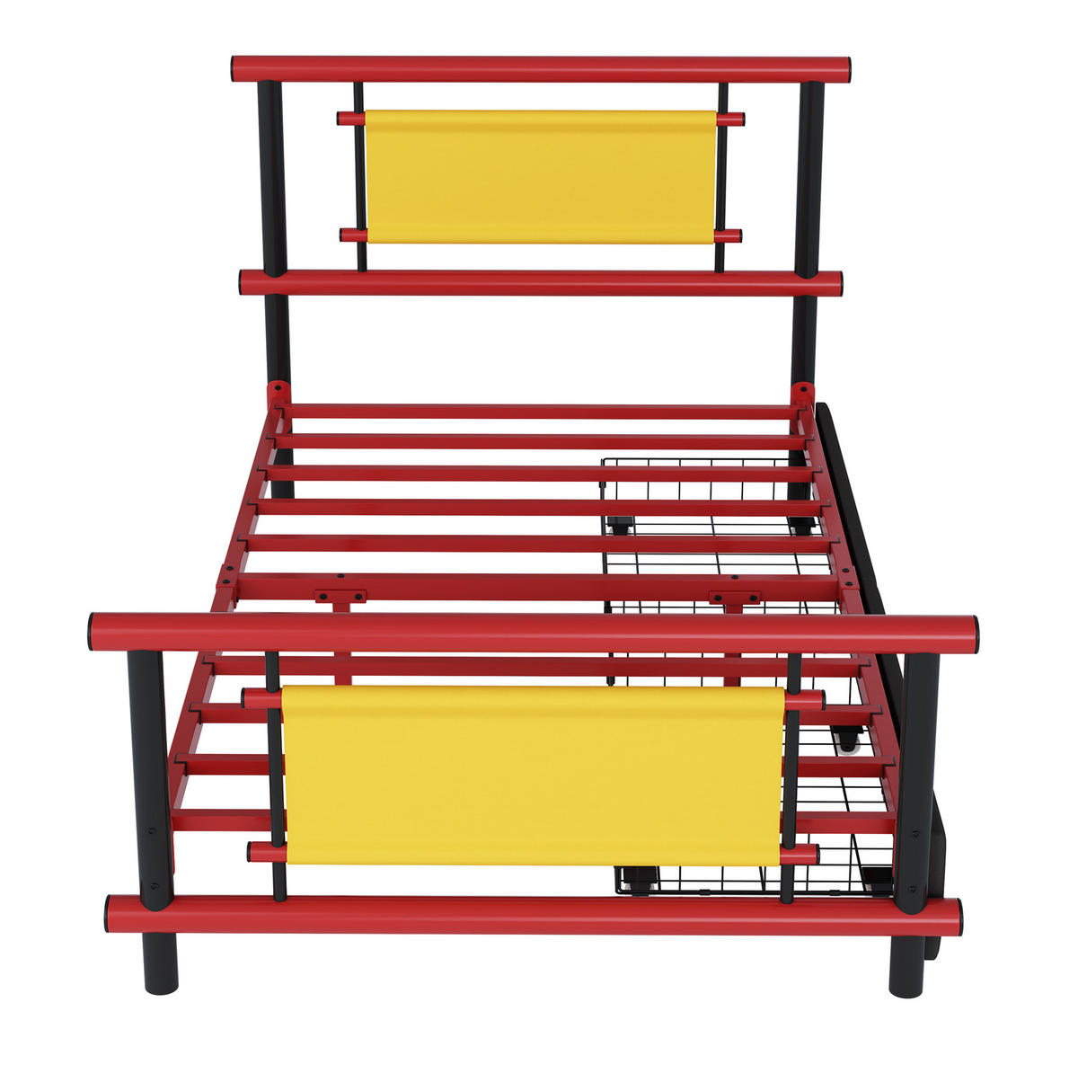 KINDERBETT 90/200 cm Rot aus Metall mit Schubladen ohne Matratze - Rot, Metall (90/200cm) - MIVRAY