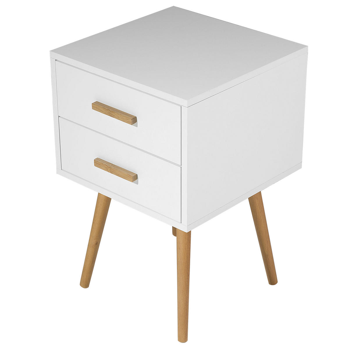 NACHTTISCH weiß 2 Schubladen Alabama - Hellbraun/Weiß, Holzwerkstoff (40/61/40cm) - Beliani