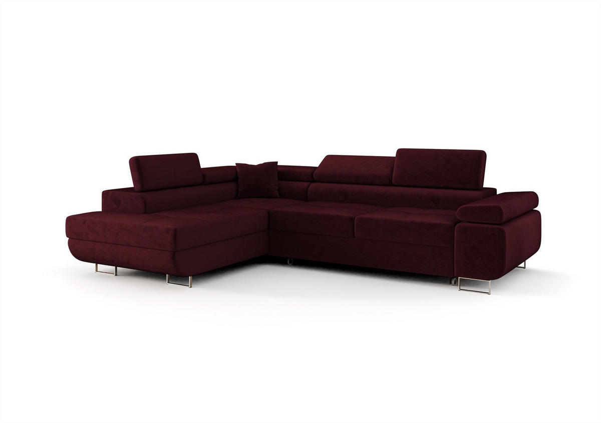 ECKSOFA Monaro Mit Schlaffunktion - Bordeaux, Holzwerkstoff/Textil (275/202cm) - Fun Möbel