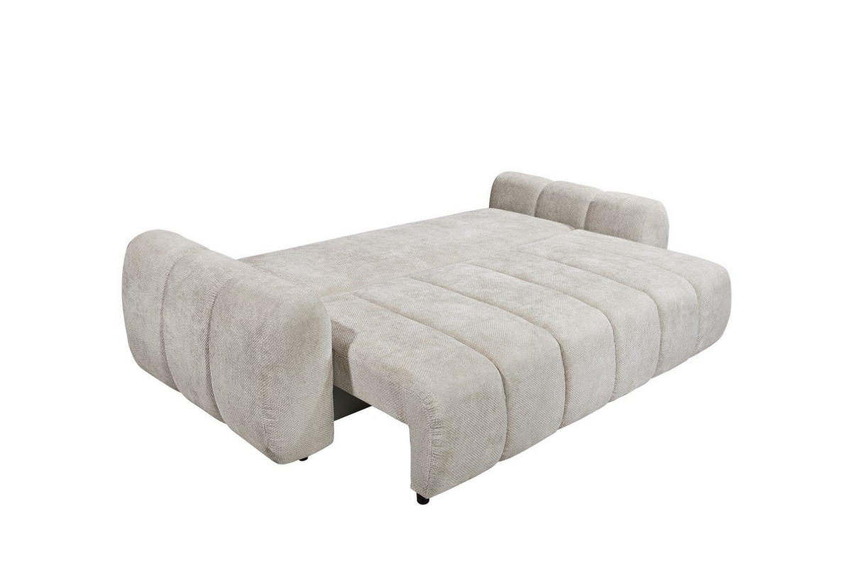 BIGSOFA mit Schlaffunktion und Bettkasten - Beige/Hellgrau, Holz/Kunststoff (256/91/112cm) - ed exciting design