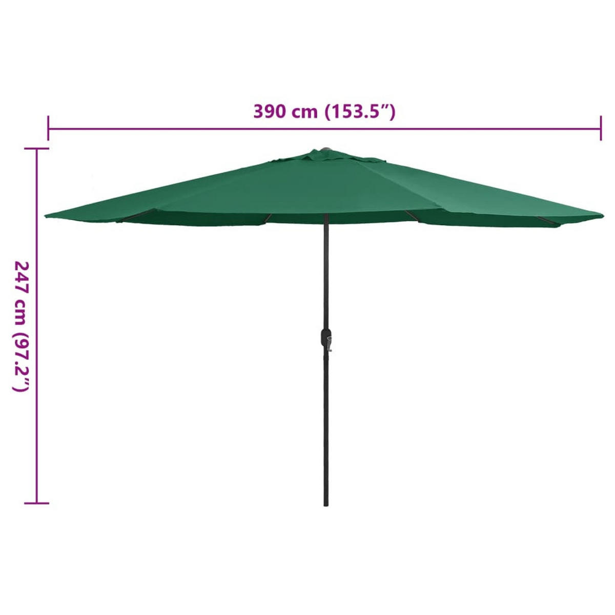SONNENSCHIRM Mit Metall-Mast 390 Cm Grün - Grün, Textil (390/390cm) - vidaXL