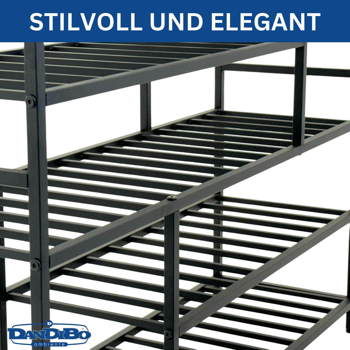 SCHUHREGAL 6 Etagen Metall Schwarz 100/29/100 cm - Schwarz, Metall (100/100/30cm) - DanDiBo
