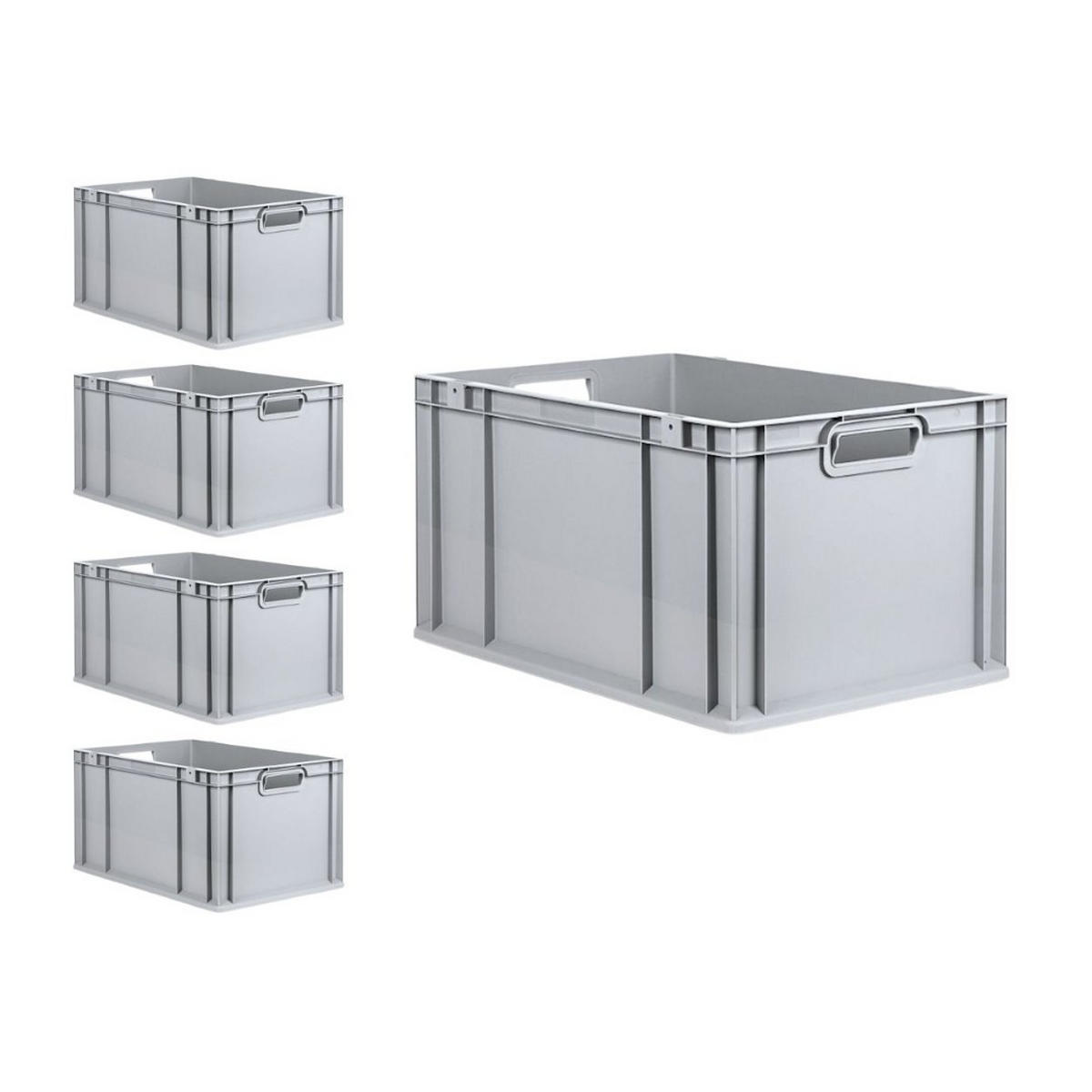 EUROBOX 5x Nextgen Economy Mit Scharnierdeckel Grau/BlauGriffe Offen 65 Liter - Blau, Kunststoff (40/32/60cm) - PROREGAL