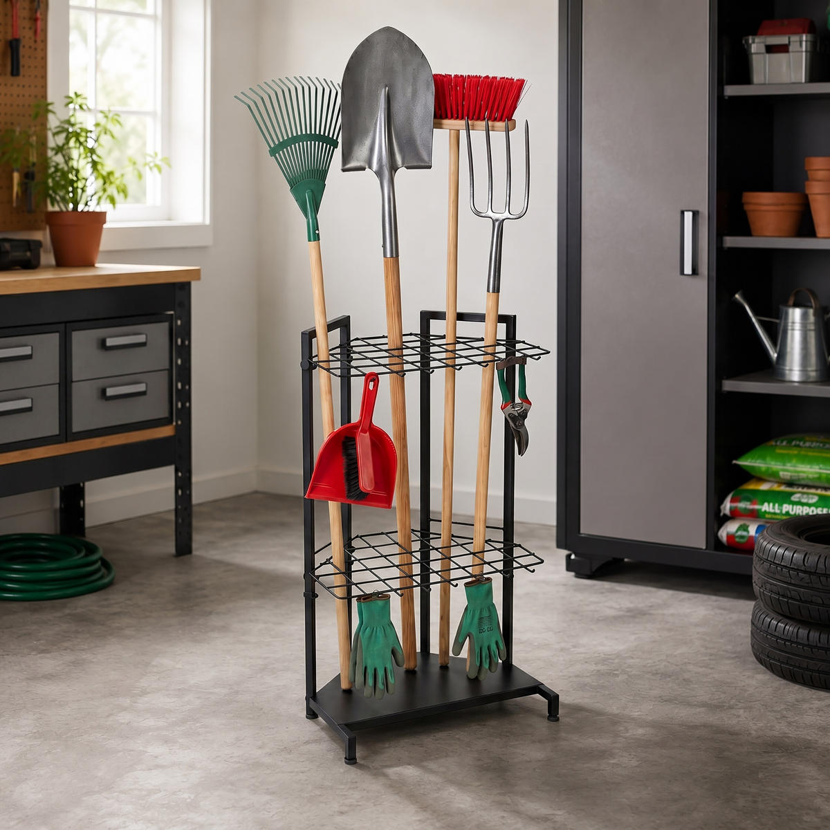 REDSKAPSSTÄLL Svart stål för 34 verktyg - Svart, Metall (43/66/32cm) - Relaxdays