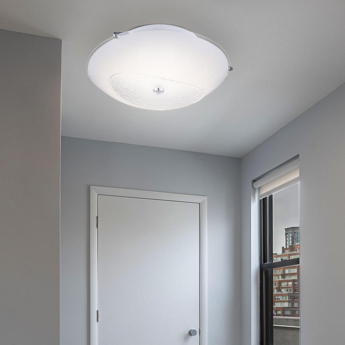 LED DECKENLEUCHTE Metall Kristalloptik Weiß - Weiß, Glas (30/30/9.5cm) - Globo Lighting