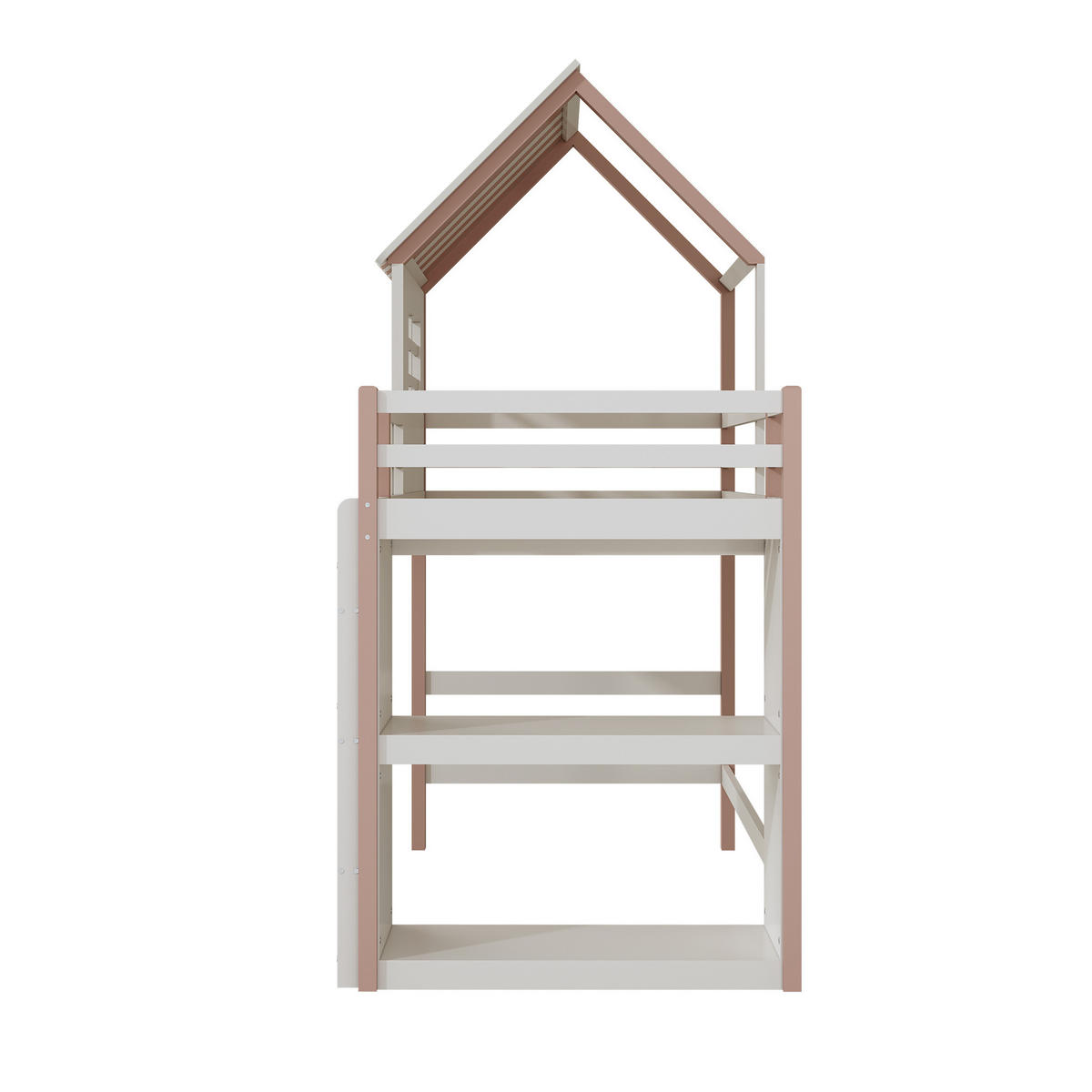 HOCHBETT 90/200 cm Rosa Hausbett mit Sicherheitsleiter und Stauraum - Pink, Holz (90/200cm) - OKWISH
