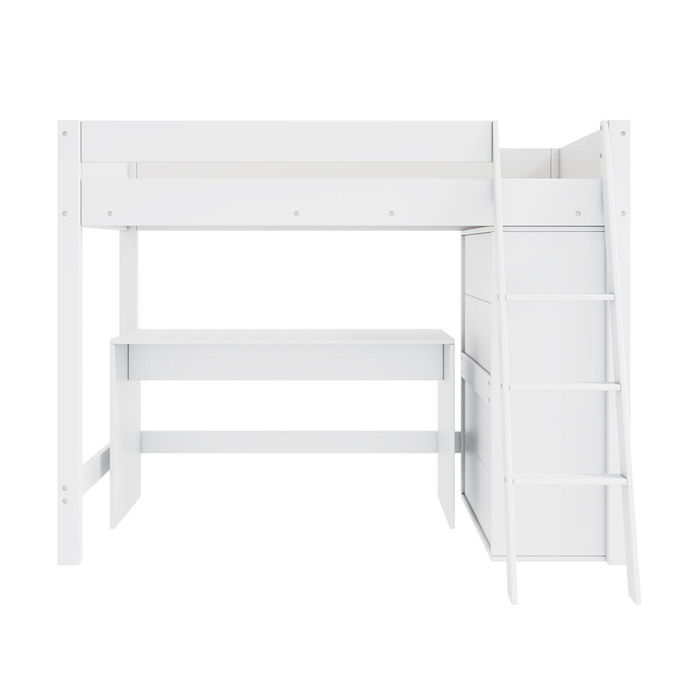 HOCHBETT 90x200 cm mit Schreibtisch，frei kombinierbar - Weiß, Holz (90/200cm) - KOMHTOM