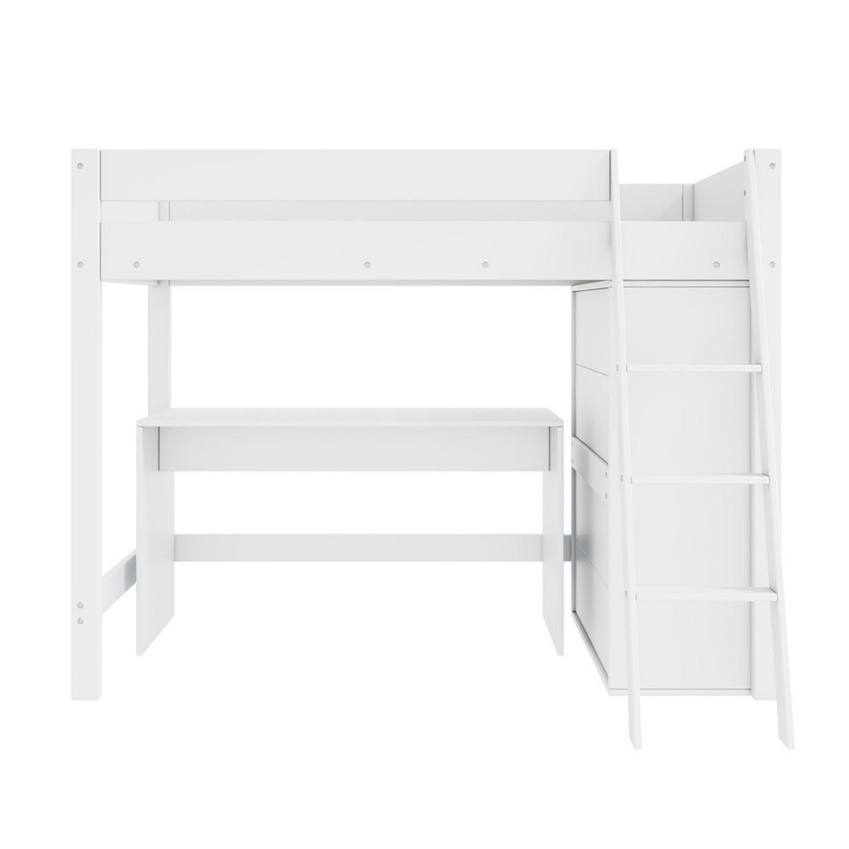 HOCHBETT 90x200 cm mit Schreibtisch，frei kombinierbar - Weiß, Holz (90/200cm) - KOMHTOM