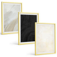 BILDER SET 3er Set - 40x60 cm Goldrahmen - Strukturen schattieren Minimalismus - Goldfarben, Kunststoff (40/60cm) - TULUP