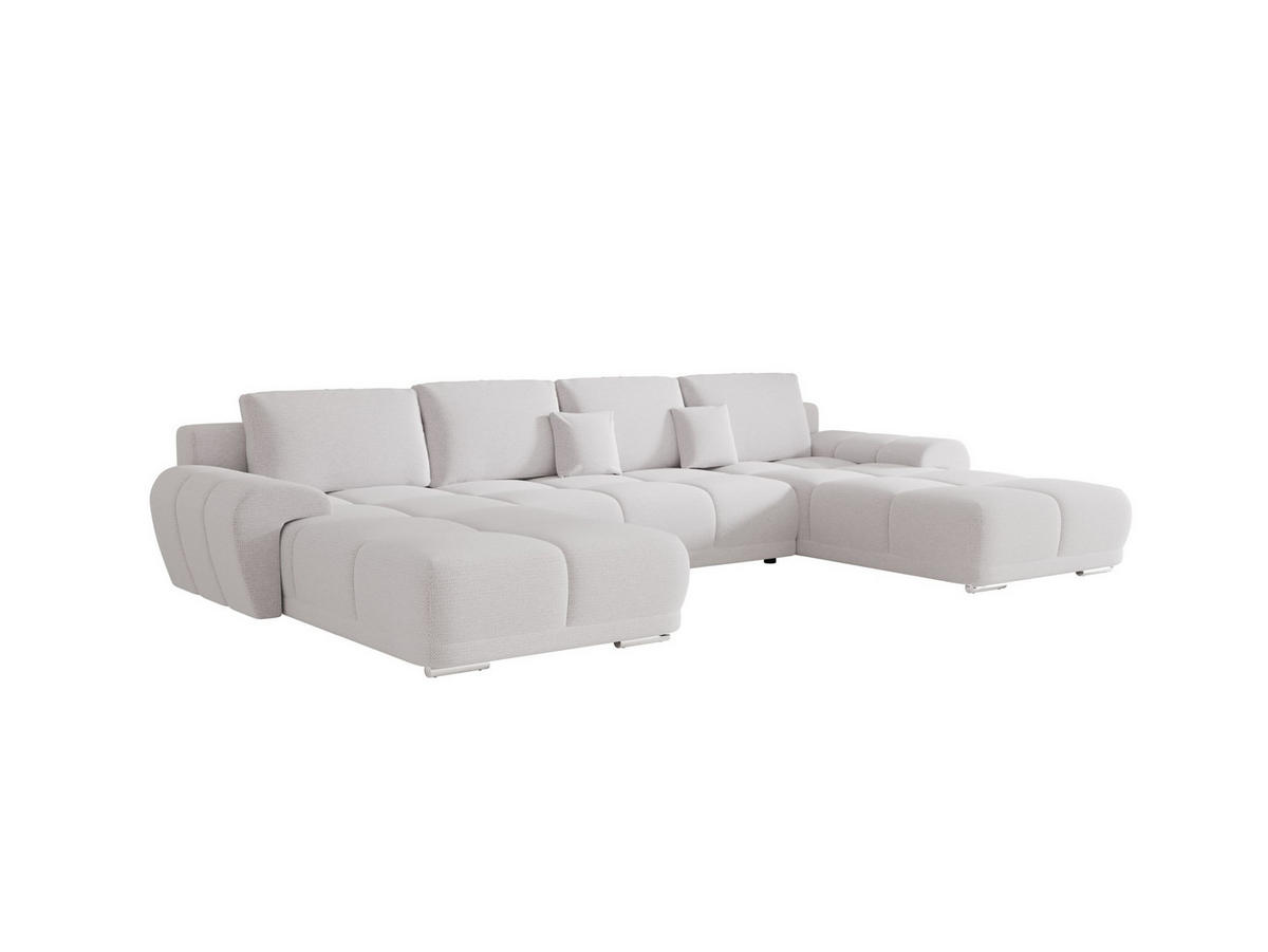 ECKSOFA BEGA U Links ARAGON 01 mit Schlaffunktion - Weiß, Textil (372/87/185cm) - Bedante
