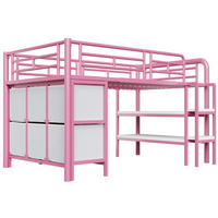 HOCHBETT 90/200 cm in Rosa & Weiß mit Schubladen und Regal Metall Kinderbett - Rosa, Holz/Metall (90/200cm) - STILVORA