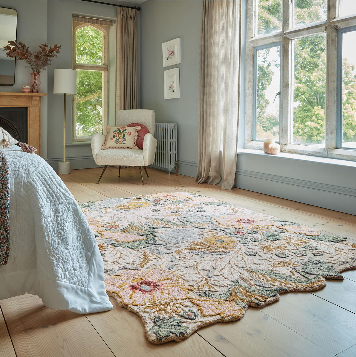 WOLLTEPPICH Shaped Botanisch Floral, Wohnzimmer Hellrosa Rechteckig 200x290 - Rosa, Textil (200/290cm) - KADIMA DESIGN