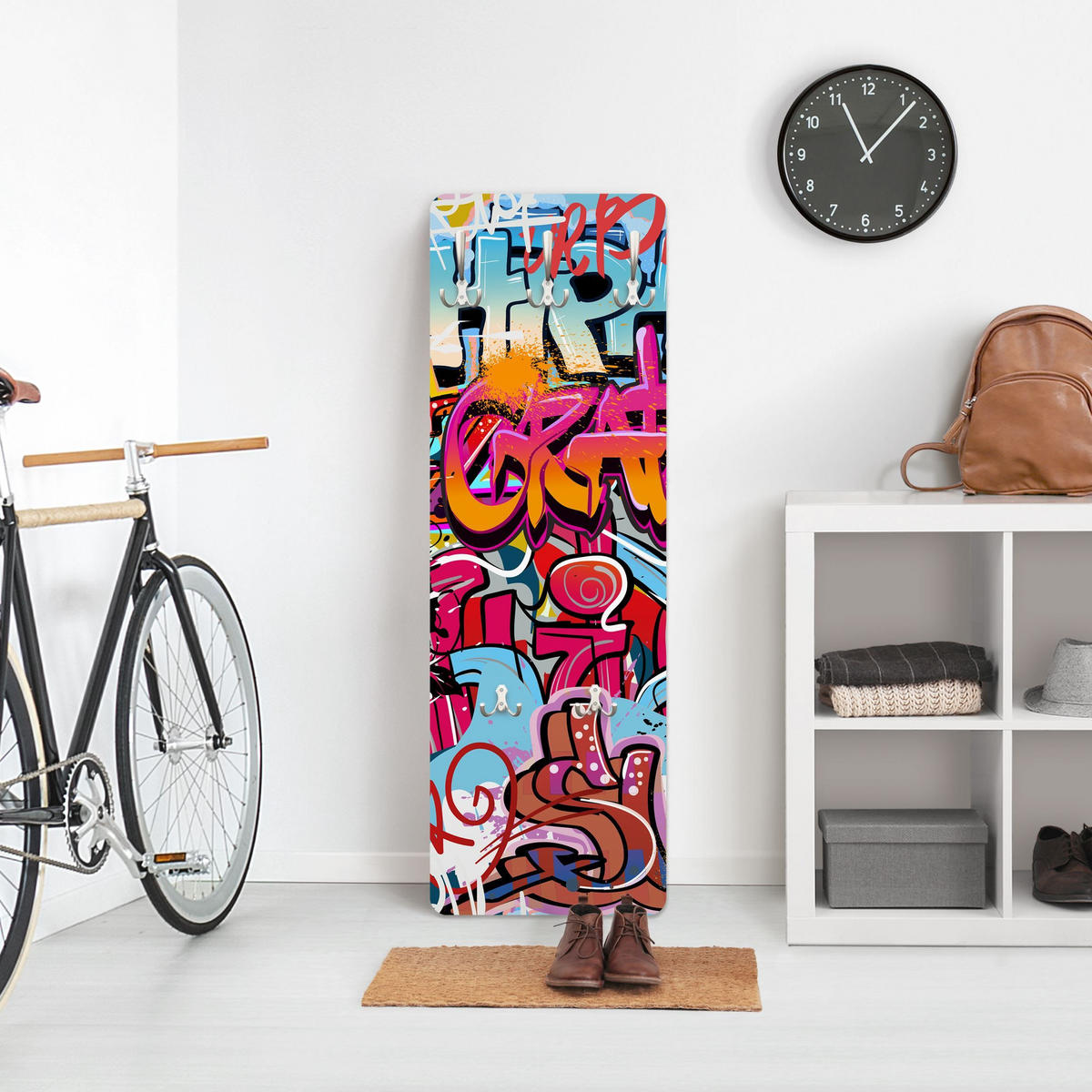 WANDGARDEROBE - HipHop Graffiti 34/105 cm - Multicolor, Holzwerkstoff (34/105/1.6cm) - Bilderwelten
