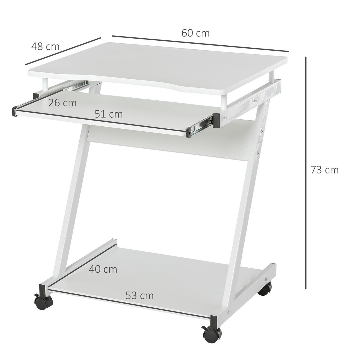 BÜROTISCH Weiß 1 Stück - Weiß, Holzwerkstoff (48/73/60cm) - GiPP
