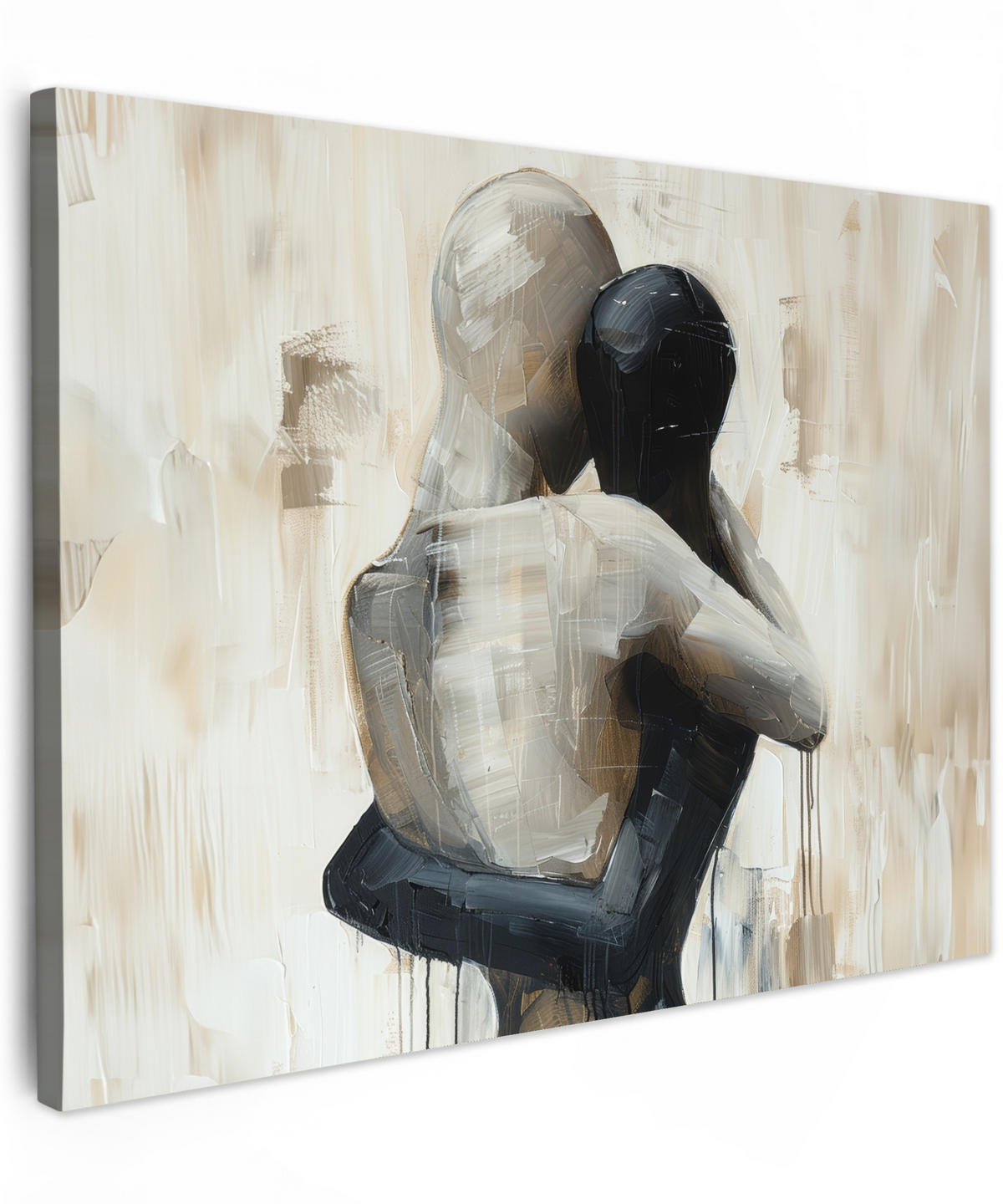 LEINWANDBILD Abstrakt - Liebe - Schwarz und weiß - Modern Wandbilder 80x60 cm - Schwarz, Textil (80/60cm) - MuchoWow