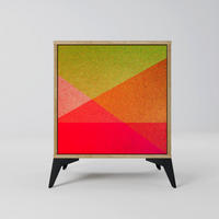 SIDEBOARD VIVID GEOMETRY, Eichefarben, 57,5x42x70,5 cm, Schwarze Metall-Sternfüße - Eichefarben/Multicolor, Holzwerkstoff/Metall (57.5/70.5/42cm) - SpaceRebels
