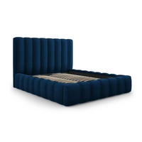 BETT mit Bettkasten und Kopfteil Kelp aus Samt königsblau 160x200cm - Blau, Textil (160/200cm) - Micadoni