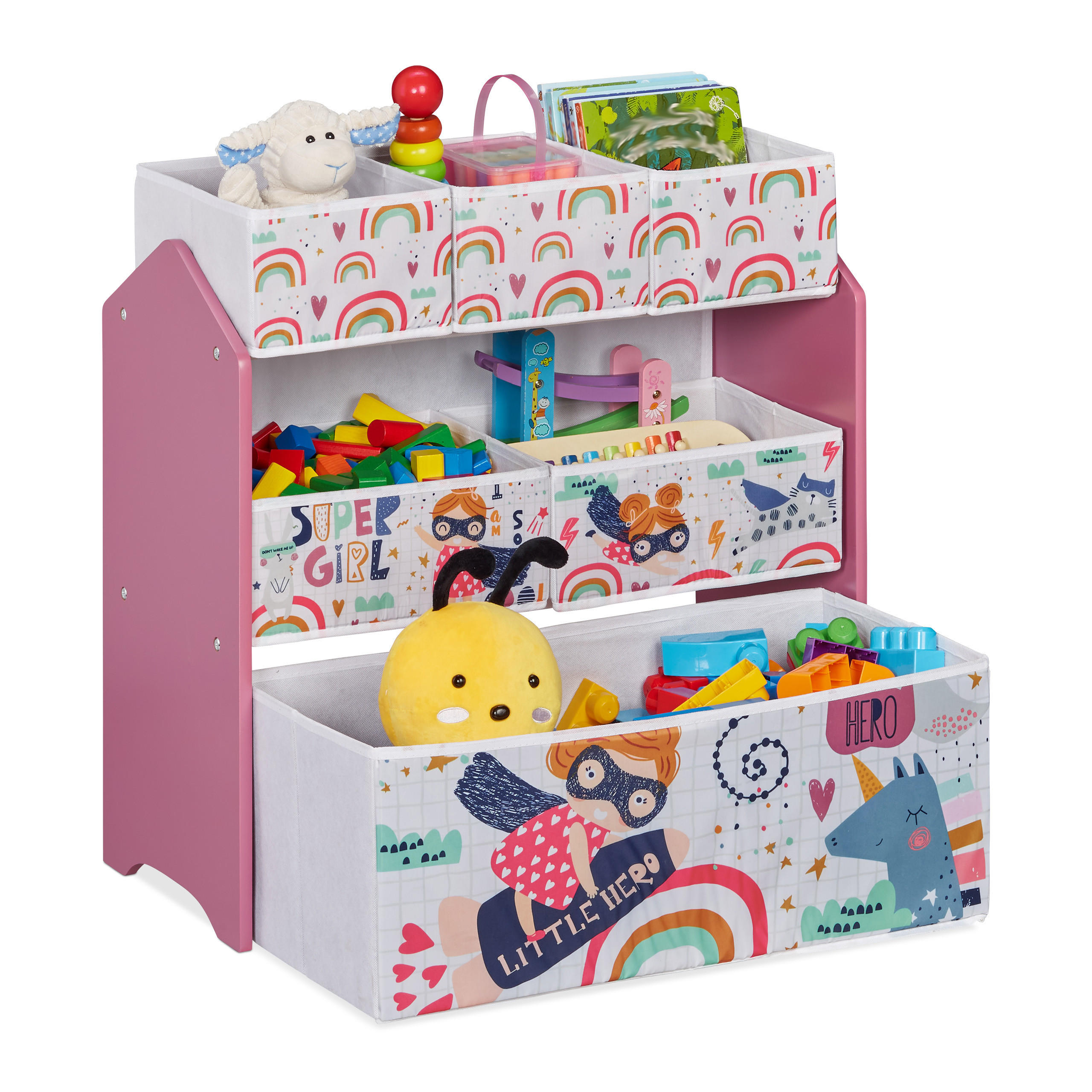 KINDERREGAL - Multicolor, Holzwerkstoff/Kunststoff (63/66/30cm) - Relaxdays