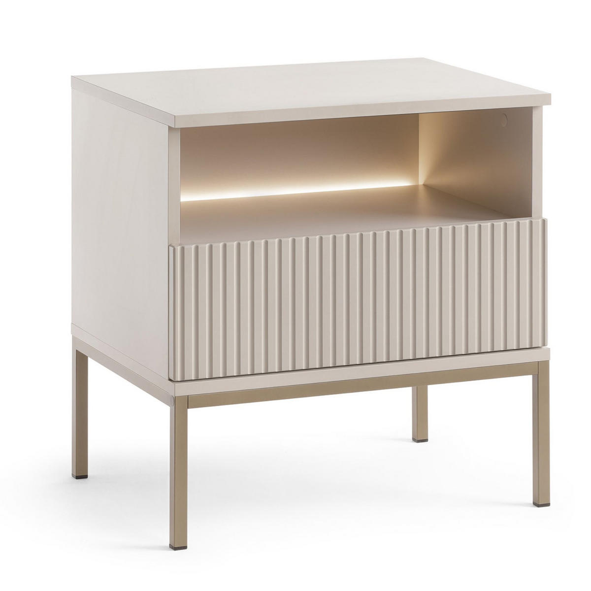 NACHTTISCH Tosena Greige 54 cm - Kaschmir/Goldfarben, Holzwerkstoff/Metall (53.6/56.2/39cm) - Selsey