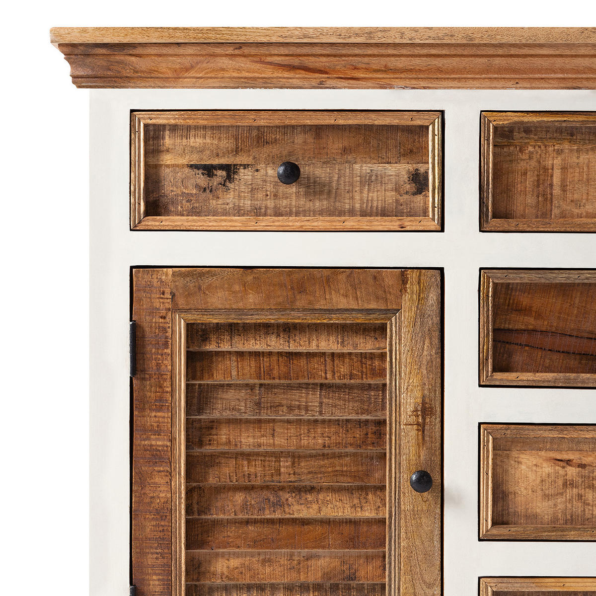 SIDEBOARD - Mango massiv - Braun/Weiß, Holzwerkstoff (140/90/50cm) - home24