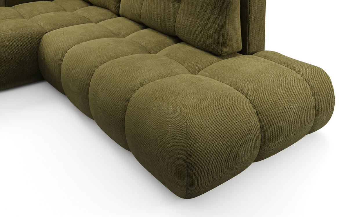 ECKSOFA DUCA L-S Grün Chenille mit Schlaffunktion - Grün, Holz (266.5/266.5cm) - MASSENO