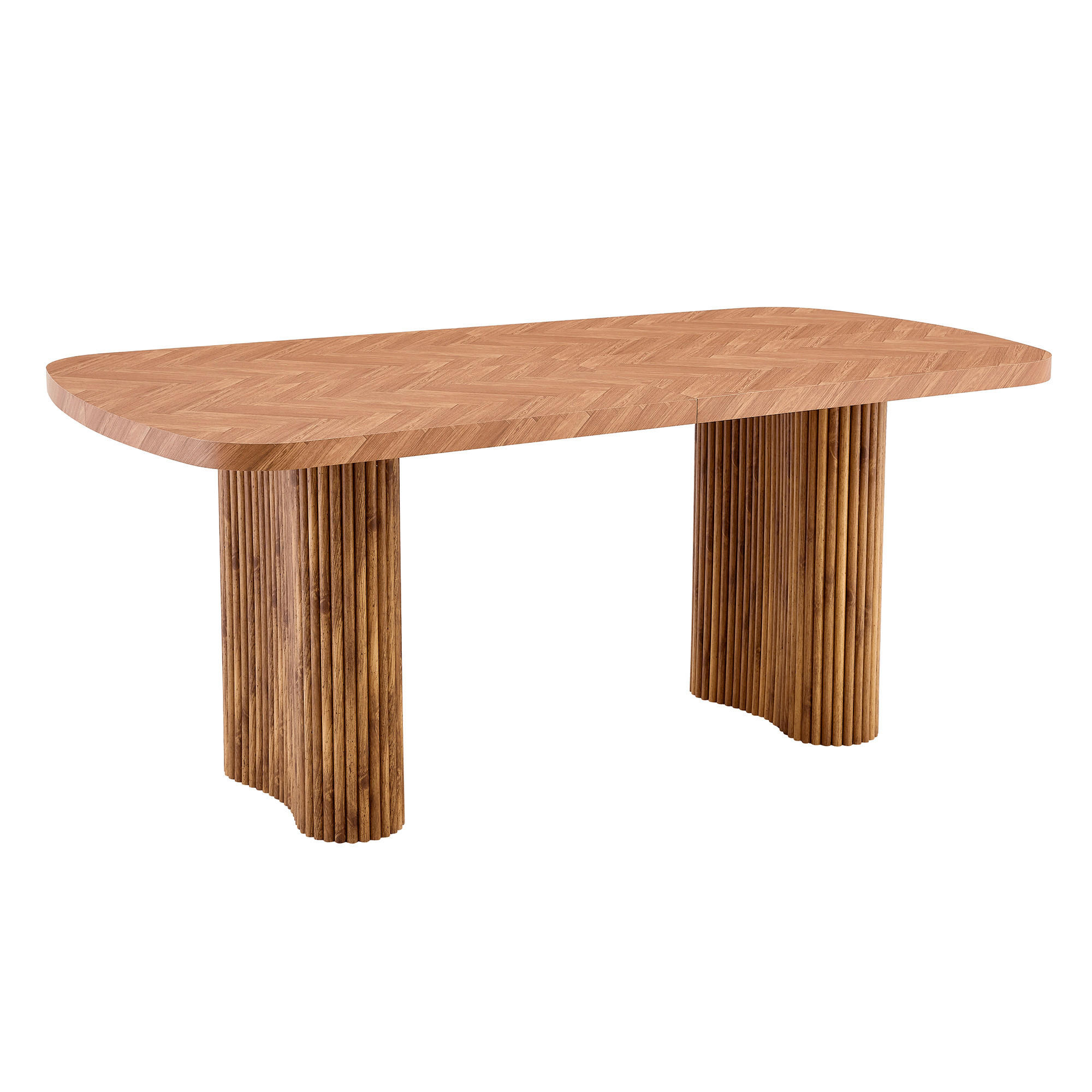 ESSTISCH bogenförmige Säulenstütze 180/90 cm DE-40084 Nussbaum - Walnussfarben, Holzwerkstoff (90/180/76cm) - ComfortXL