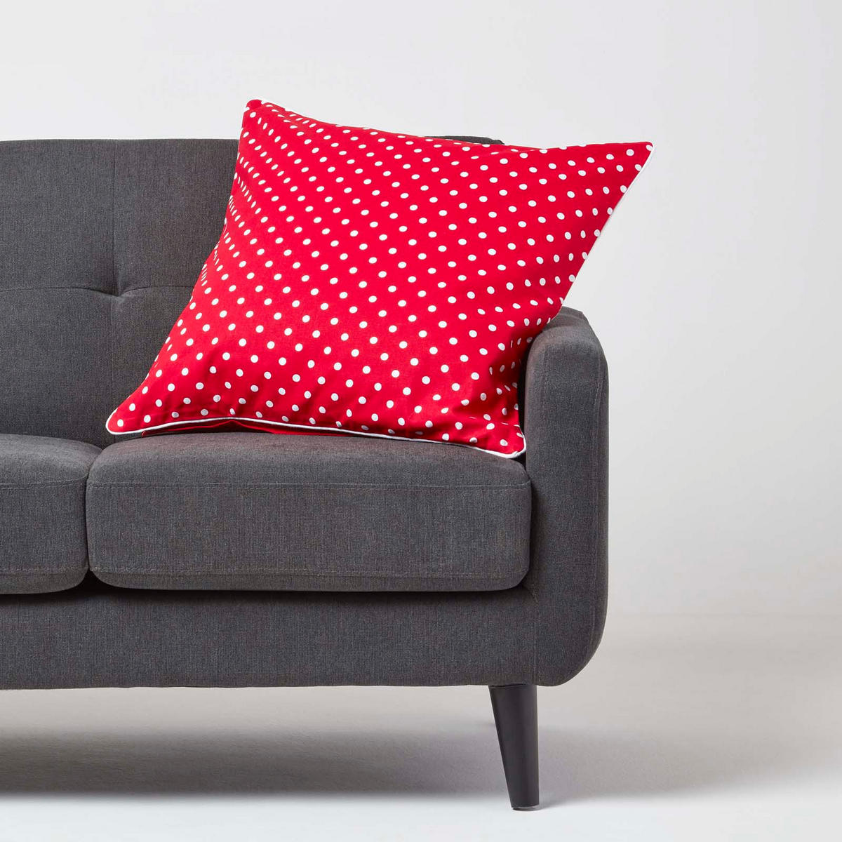 KISSENHÜLLE Polka Dots 60/60 cm, 100% Baumwolle - Rot, Textil (60/60cm) - Homescapes