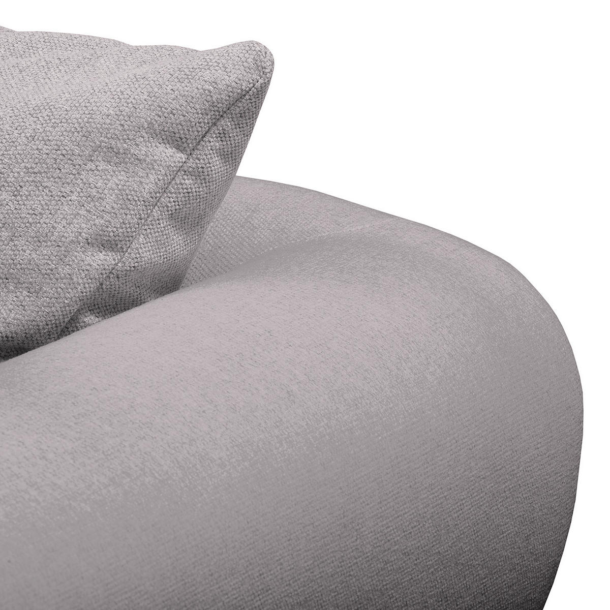 BIGSOFA - Webstoff - Hellgrau/Braun, Holz/Textil (227/95/108cm) - home24