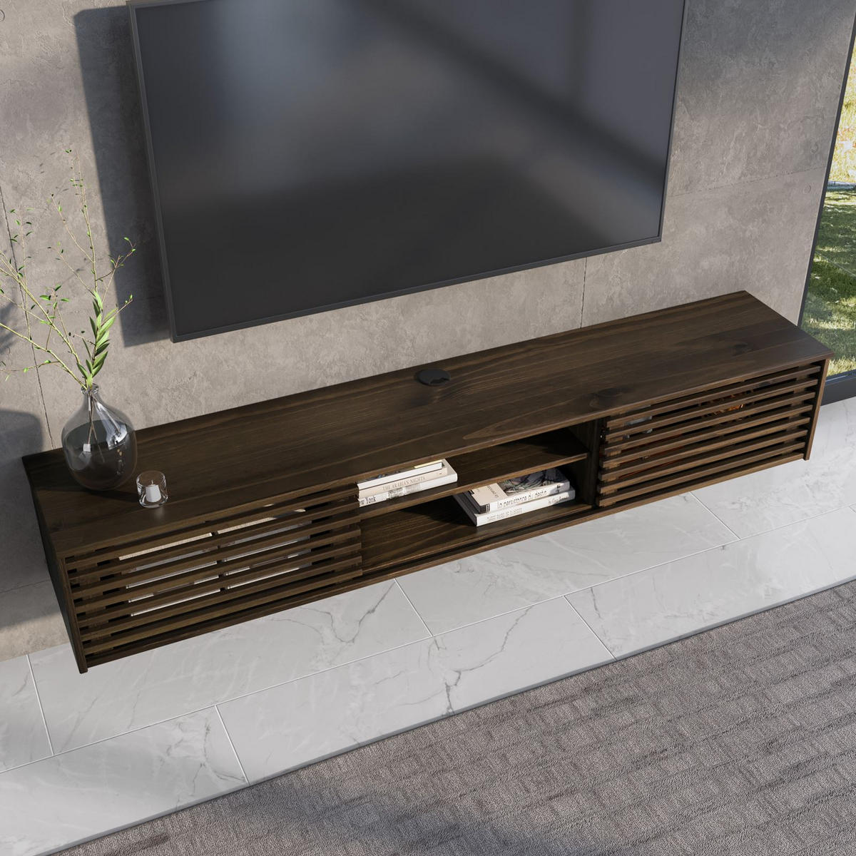 LOWBOARD RIAN nussbaum - Nussbaumfarben, Holz (175/30/34cm) - IDIMEX