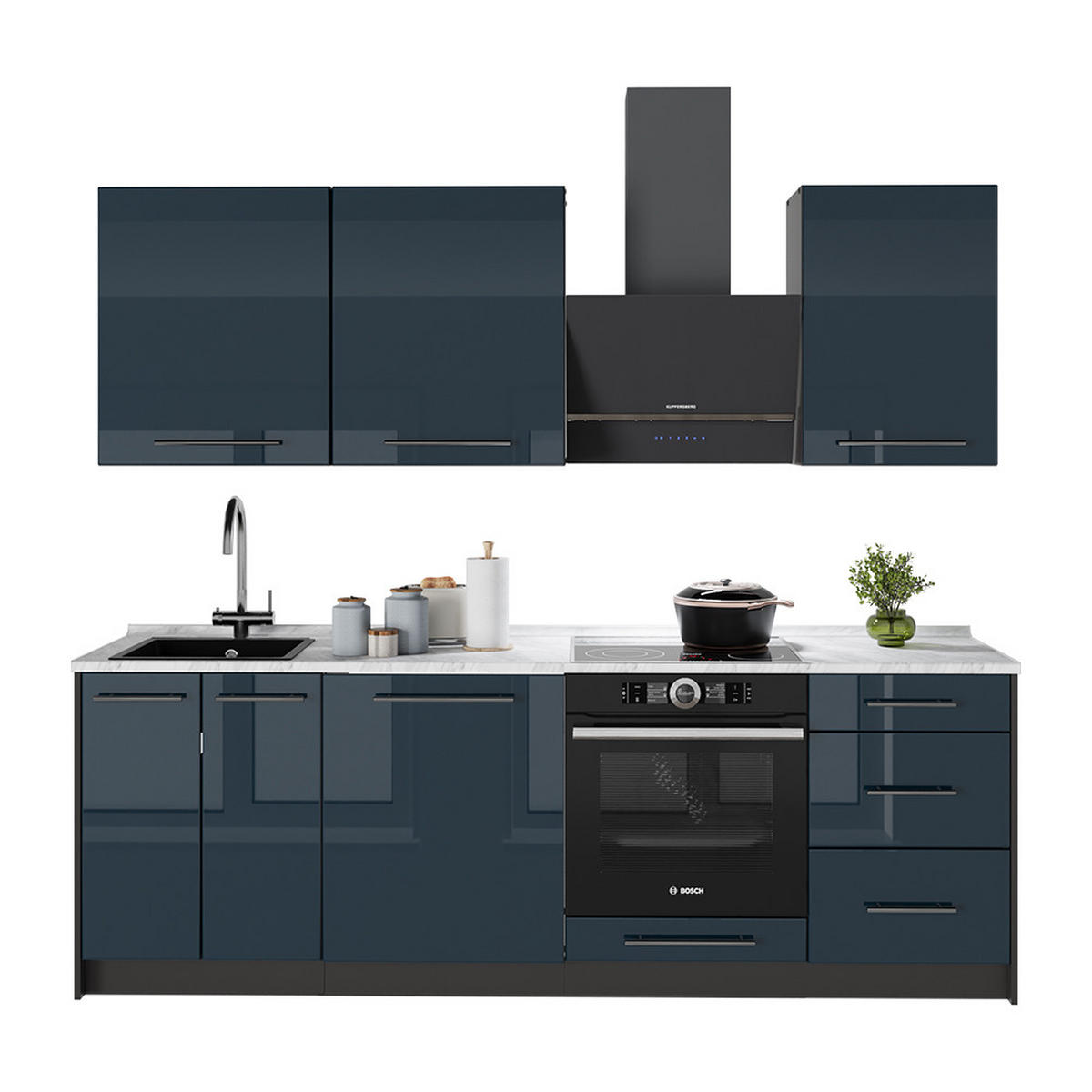KÖK Fame-Line, Mörkblå högblank/antracit, 230 cm, AP Antracit - Antracit/Mörkblå, Träbaserade material (230/82/60cm) - Vicco