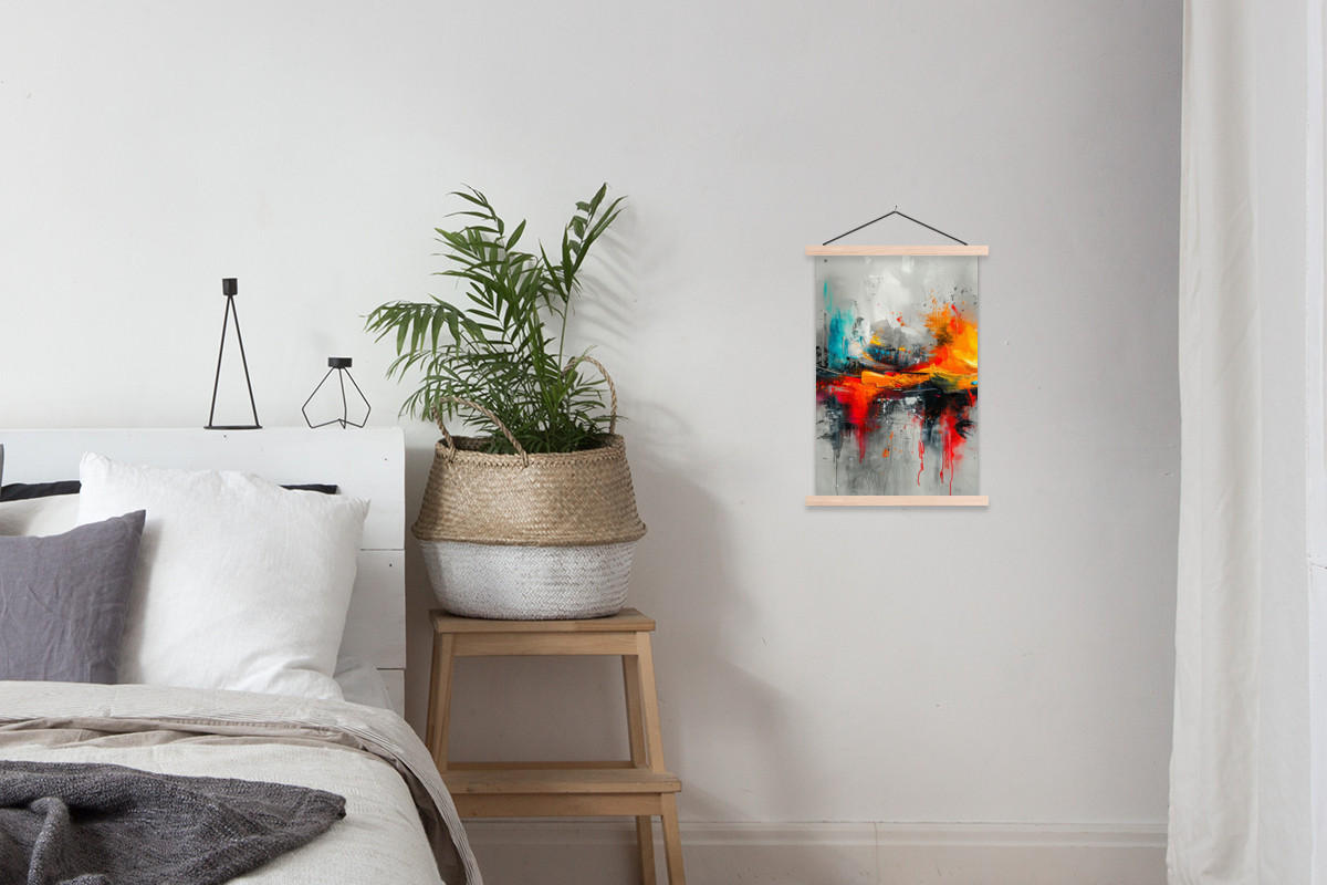 POSTER Moderne Kunst - Orange - Grau - Abstrakt 40x60 cm - Hellgrau, Textil (40/60/0.15cm) - MuchoWow