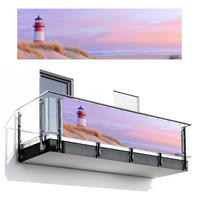 BALKON-SICHTSCHUTZ Leuchtturm - Dünen - Sonnenuntergang 300x95 cm - Hellrosa, Kunststoff (300/95cm) - MuchoWow