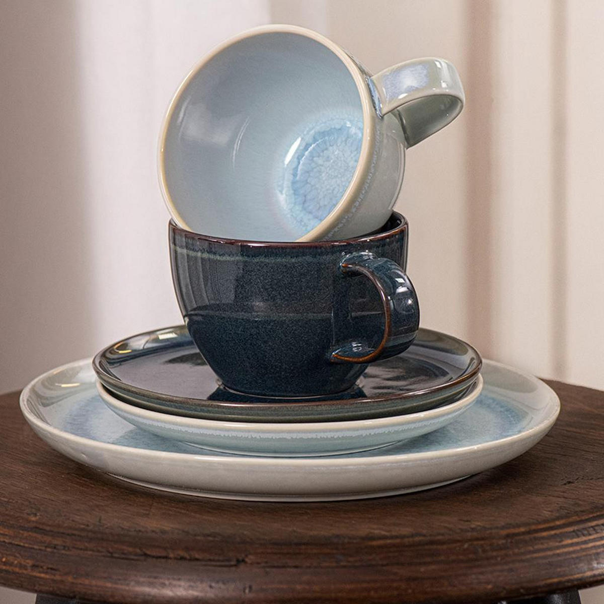 KAFFEETASSEN MIT UNTERTASSEN Crafted Denim 170 ml 12er Set - Blau, Keramik (14.9/8.4/14.9cm) - like.Villeroy & Boch