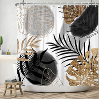 DUSCHVORHANG Set Blätter Pflanzen abstrakt - Multicolor, Kunststoff (180/150cm) - MCBOSON