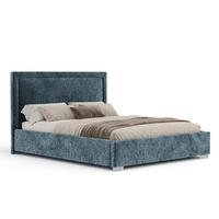 POLSTERBETT Ordina Blau 160/200 cm im Chenille-Stoff - Blau/Silberfarben, Holz/Holzwerkstoff (160/200cm) - Maison de Reve