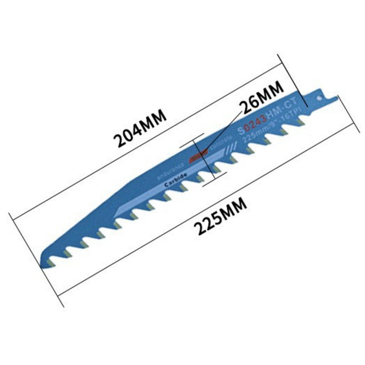 SÄGEBLATT - geeignet für Porenbeton, Ziegel, Zementplatten und Beton, 225 mm lang. - Blau, Metall (22.5/2.6/1cm) - DCA