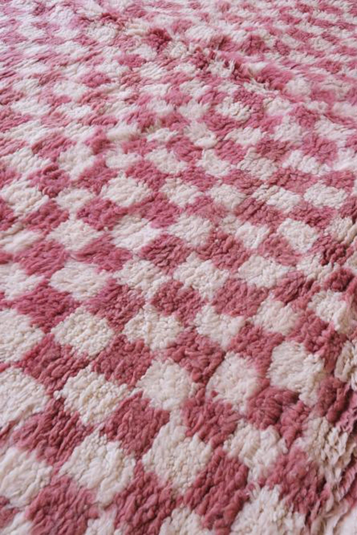BERBERTEPPICH aus Marokko aus Wolle kariert rosa - Pink, Naturmaterialien (232/300cm) - AFK Living
