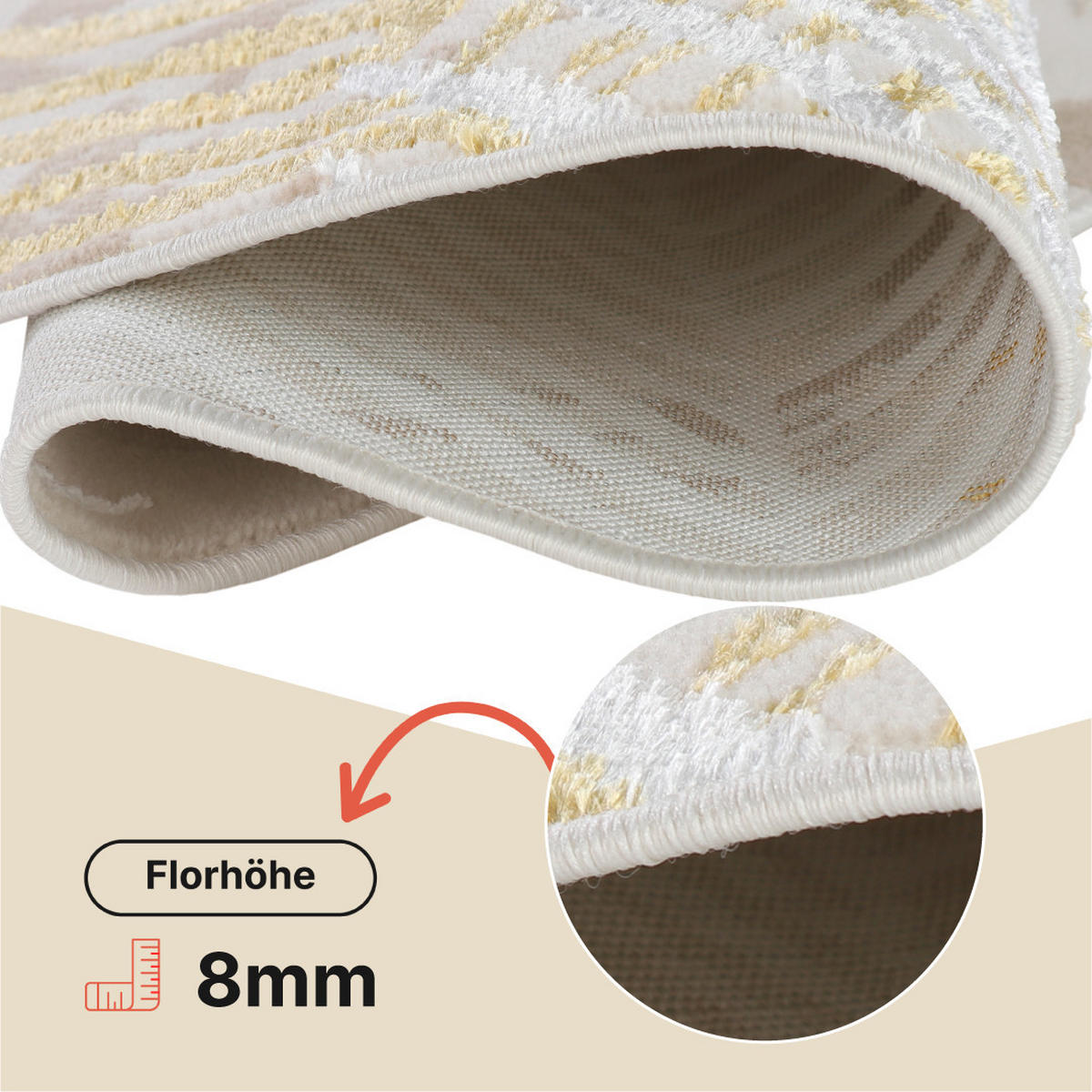 TEPPICH CRYSTAL ROUND Creme 200/200 cm - Creme, Textil (200/200cm) - Tapiso