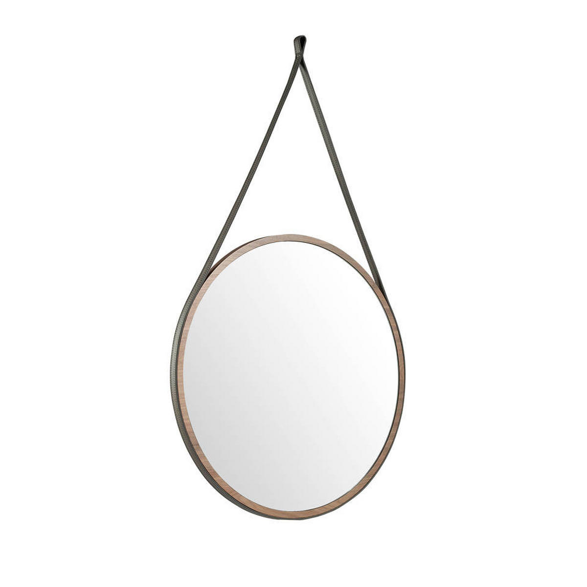 WANDSPIEGEL Rund Walnuss 75/75/3 cm - Walnussfarben, Holz (75/3/75cm) - ANGEL CERDA