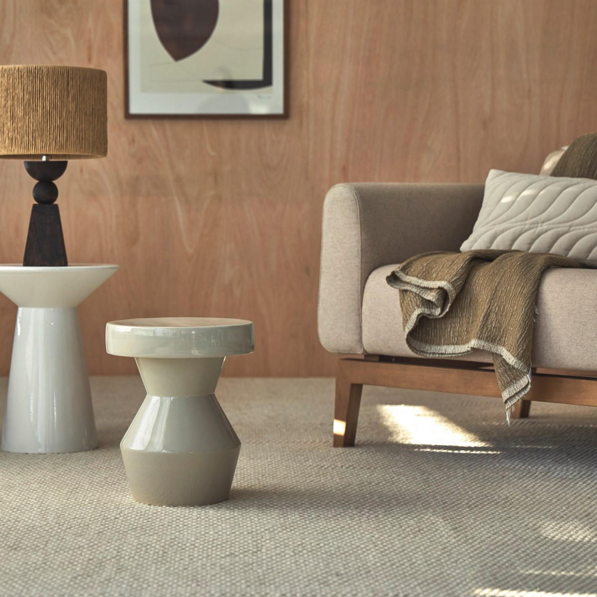 BEISTELLTISCH Sculptural Beige aus Keramik - Beige, Keramik (30/30/35cm) - Tikamoon