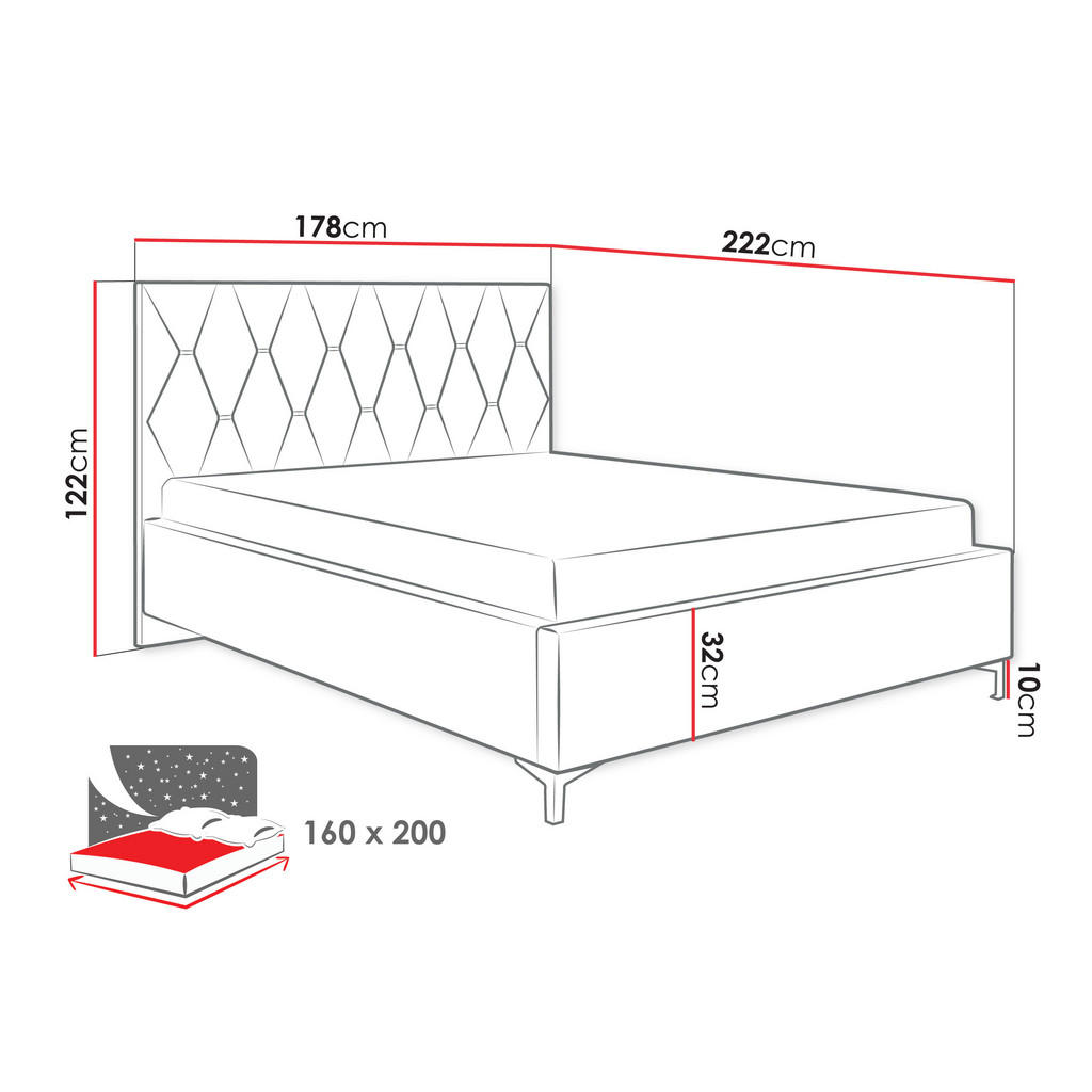 Thumbnail - Mirjan24 Polsterbett, Hellgrau, Textil, Rechteckig, 160x200 cm, Schlafzimmer, Betten, Polsterbetten