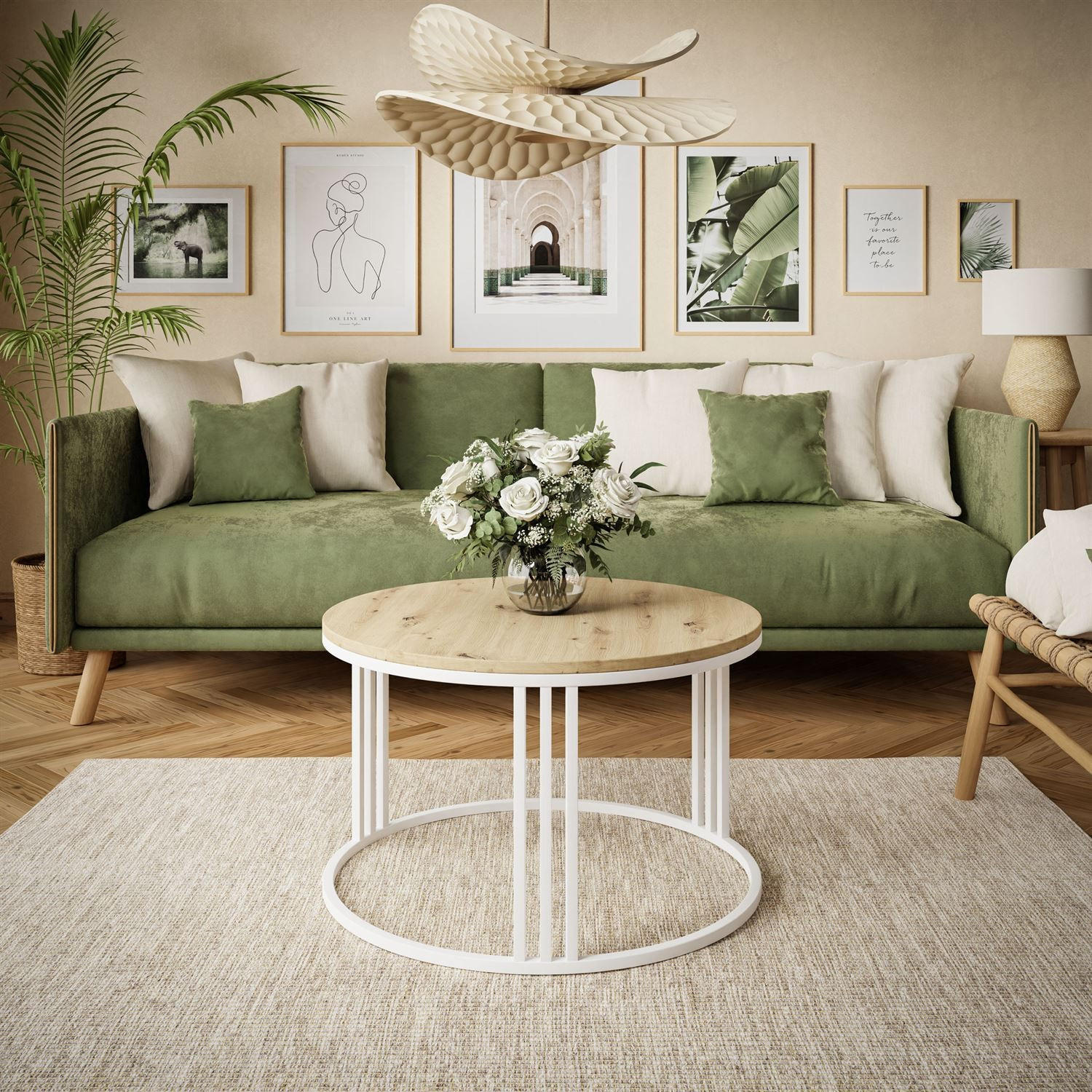 COUCHTISCH LORI LOFT - Eichefarben/Weiß, Holzwerkstoff (70/70/48cm) - Lookway