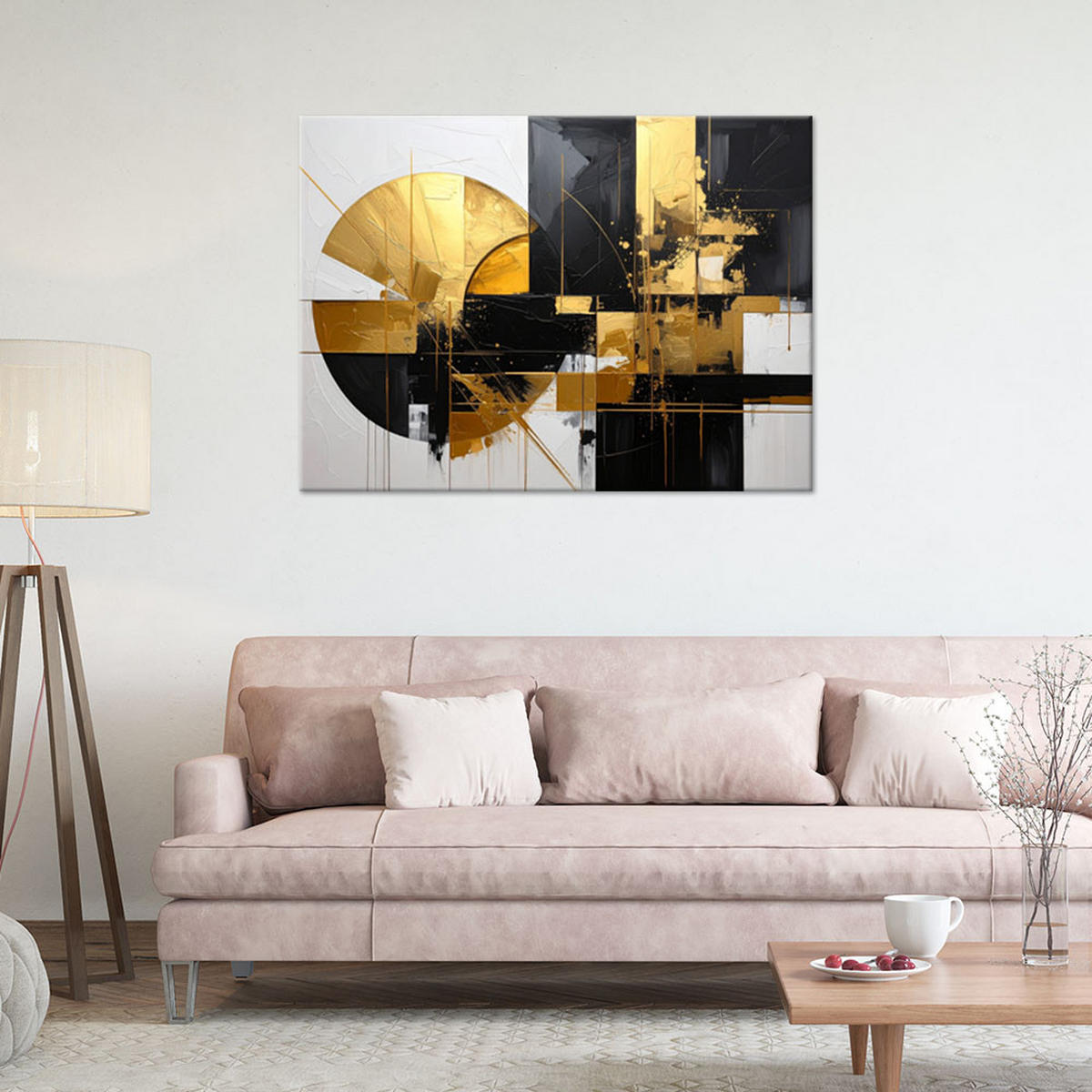 LEINWANDBILD 3D und geometrisch 100x70cm - Goldfarben, Textil (100/70cm) - Feeby