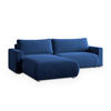 ECKSOFA TURIN M Blau Velours-Stoff mit Schlaffunktion - Blau, Holz (265/183cm) - MASSENO