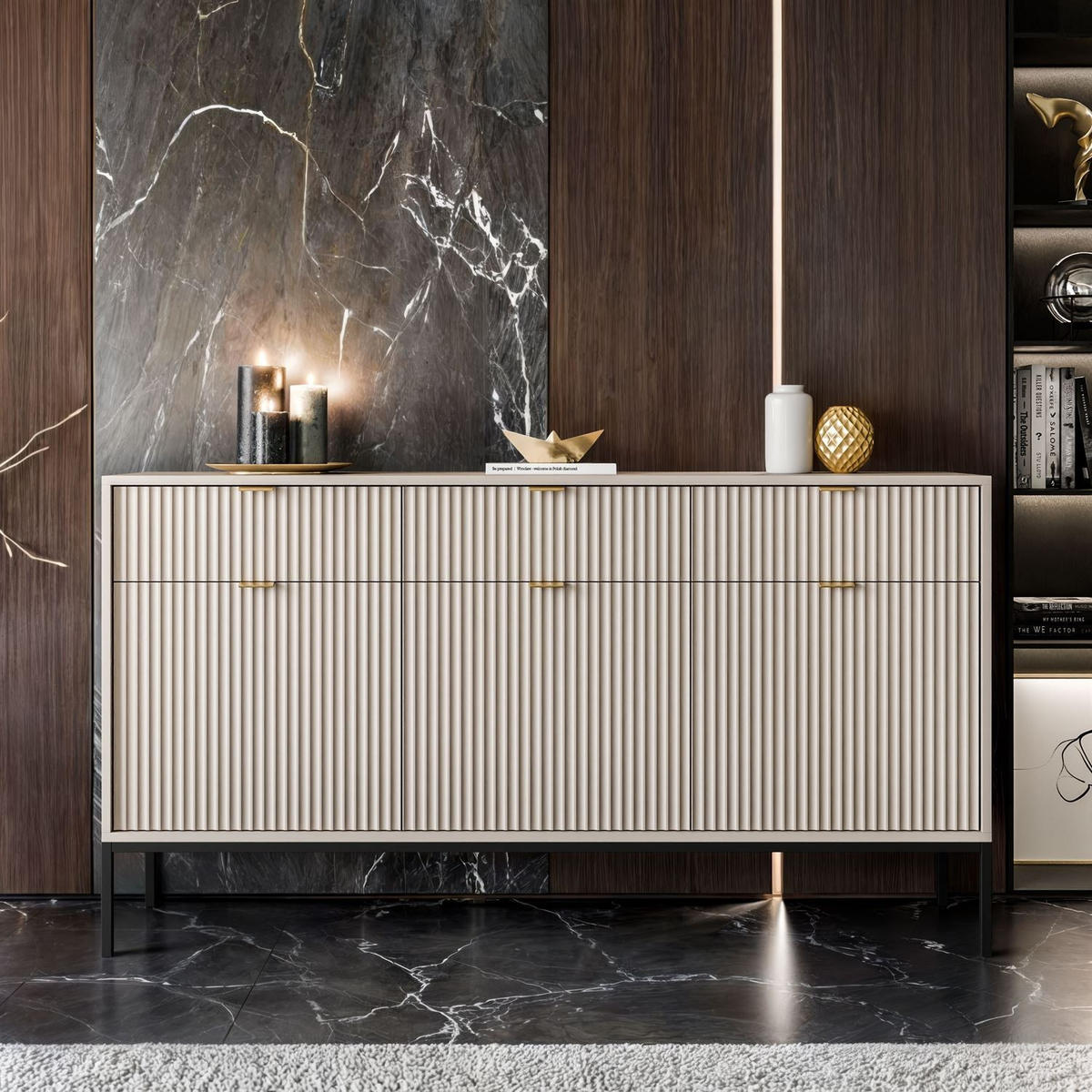 SIDEBOARD CORTADO KSZ154 MIT SCHUBLADEN 154 CM KASCHMIR - Beige, Holzwerkstoff (154/83/39cm) - Lookway