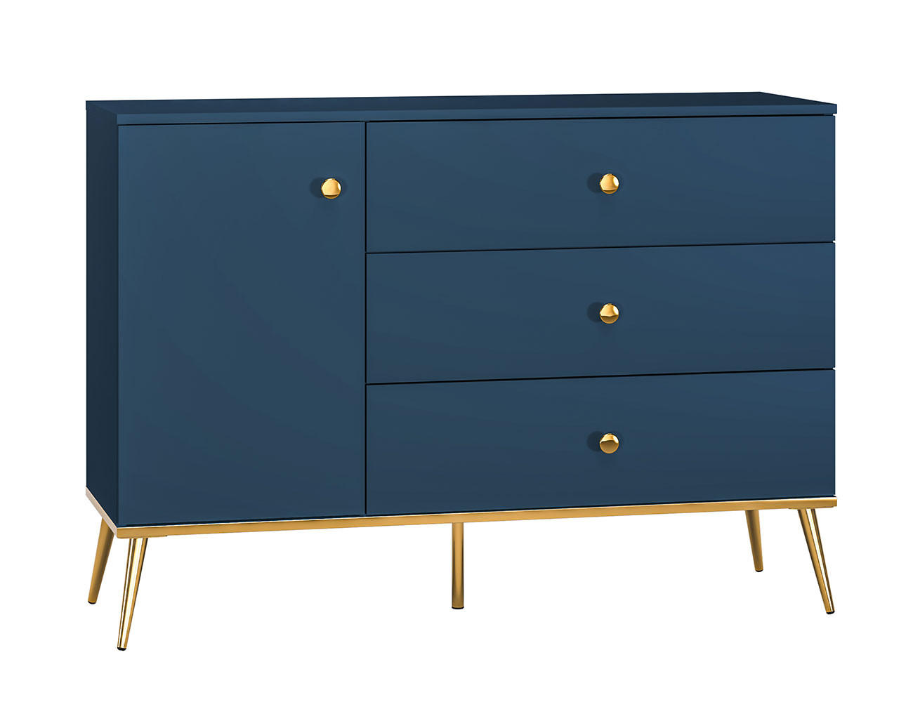 SIDEBOARD Marine dunkelblau / gold 120 / 40 / 85cm - Blau, Holz/Holzwerkstoff (120/85/40cm) - Feldmann-Wohnen